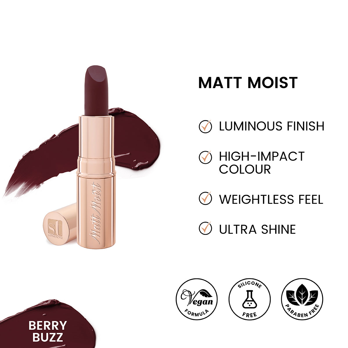 ST London - Matt Moist Long-Lasting Lipstick - Berry Buzz