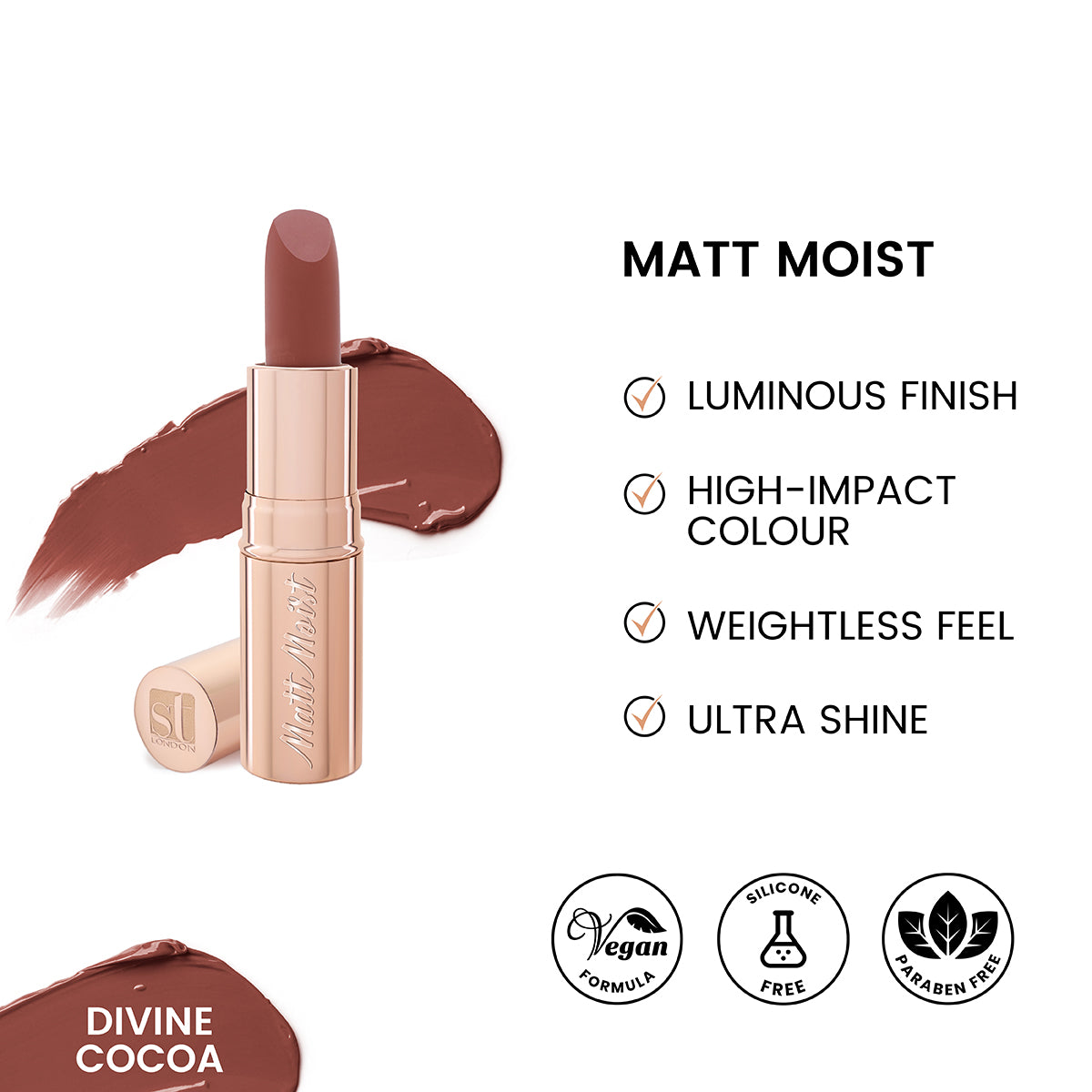 ST London - Matt Moist Long-Lasting Lipstick - Divine Cocoa