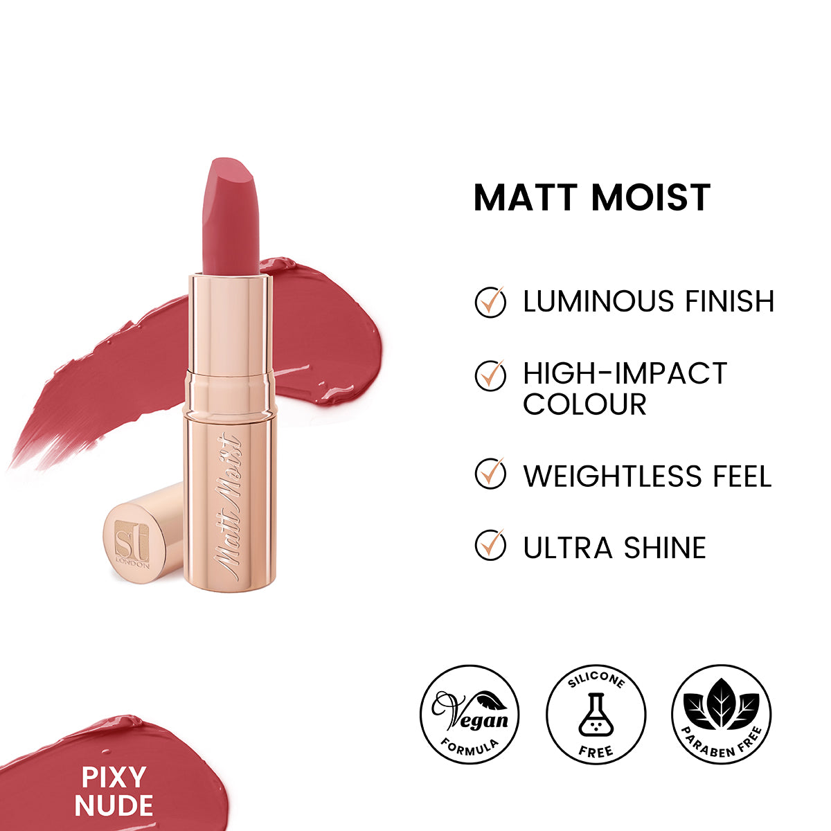 ST London - Matt Moist Long-Lasting Lipstick - Pixy Nude
