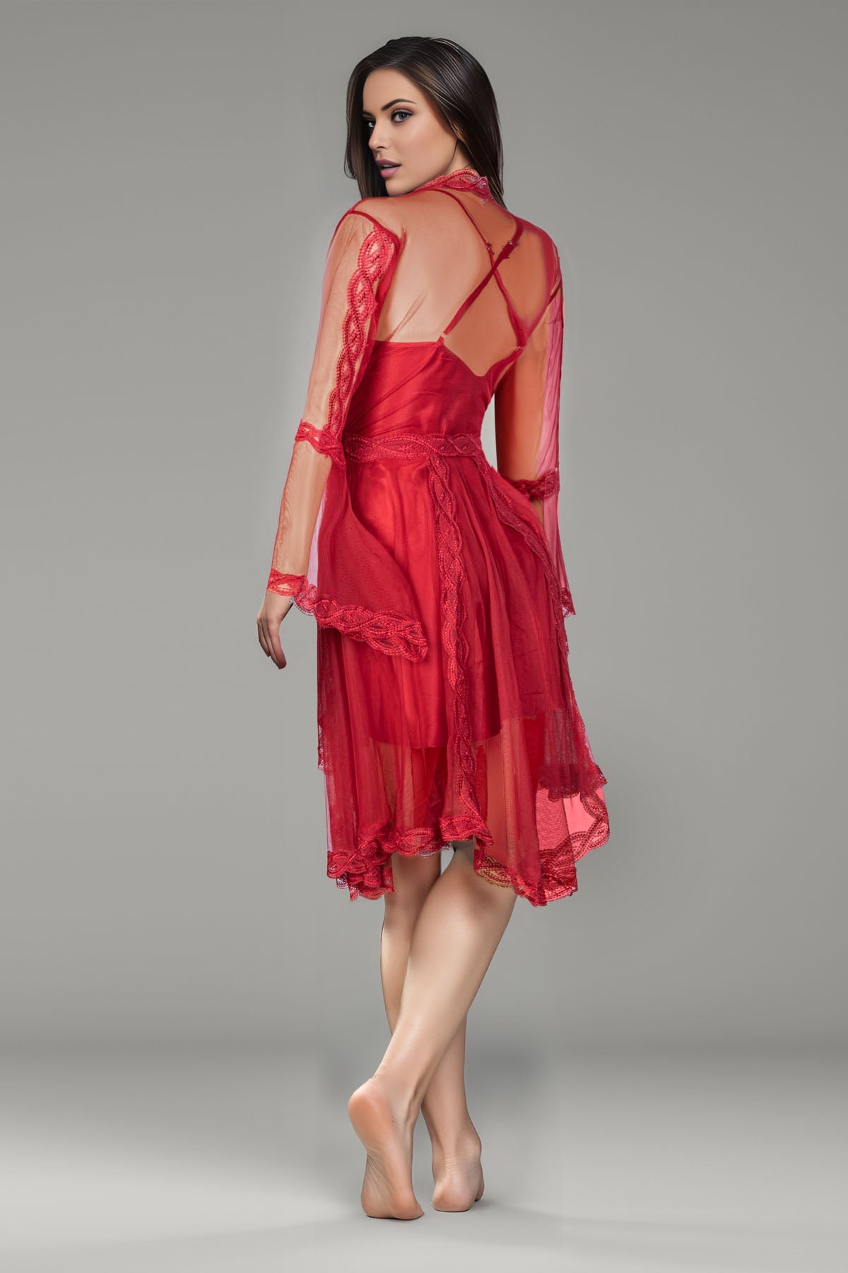 BLS - Bea Silk And Lace Nighty - Burgundy