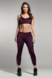 BLS - Eleanor Padded Sports Bra And Tights Set - Burgundy