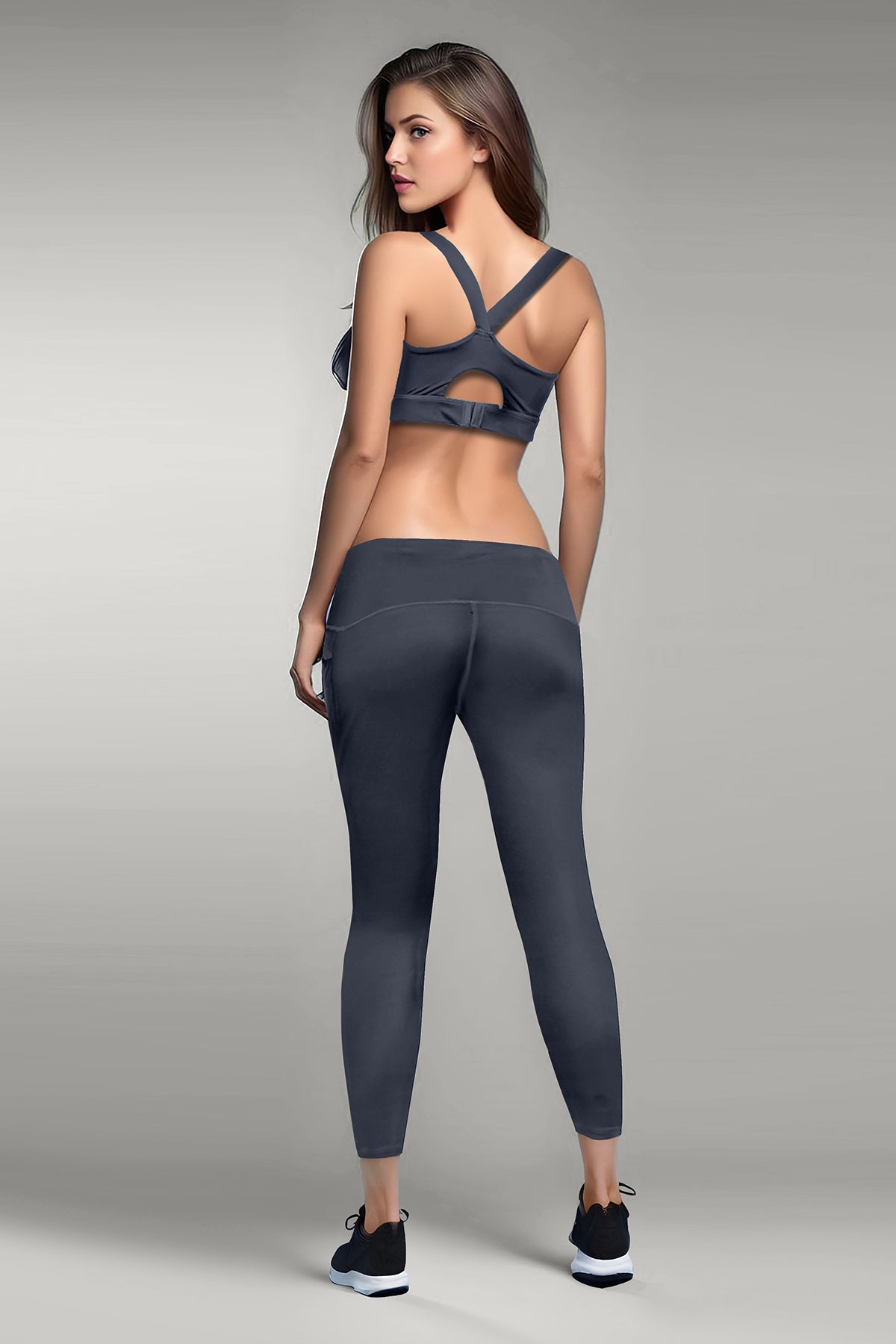 BLS - Eleanor Padded Sports Bra And Tights Set - Grey