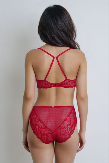 BLS - Edwina Wired And Non Padded Lace Bra Set - Red