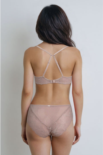 BLS - Edwina Wired And Non Padded Lace Bra Set - Skin