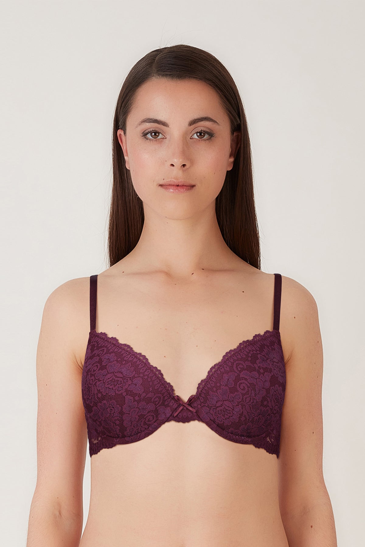BLS - Passion Wired And Pushup Lace Bra - Berry