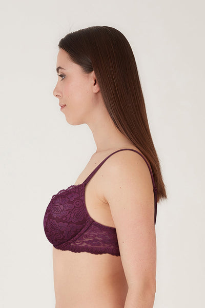 BLS - Passion Wired And Pushup Lace Bra - Berry