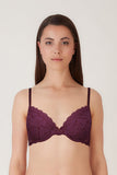 BLS - Passion Wired And Pushup Lace Bra - Berry