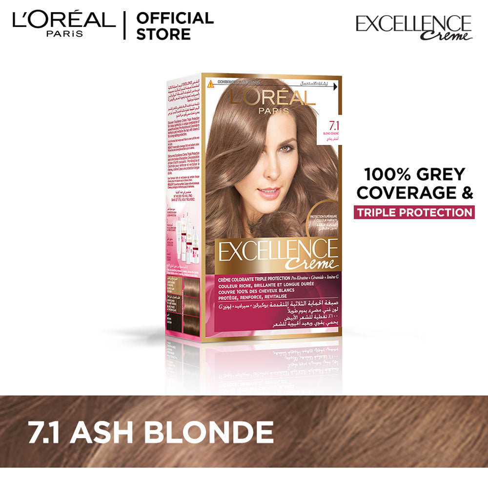 LOreal Paris - Excellence Crème Hair Color - 7.1 Ash Blonde