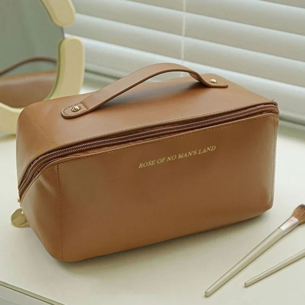 Luxe Basics - Leather Makeup Bag - Assorted Color