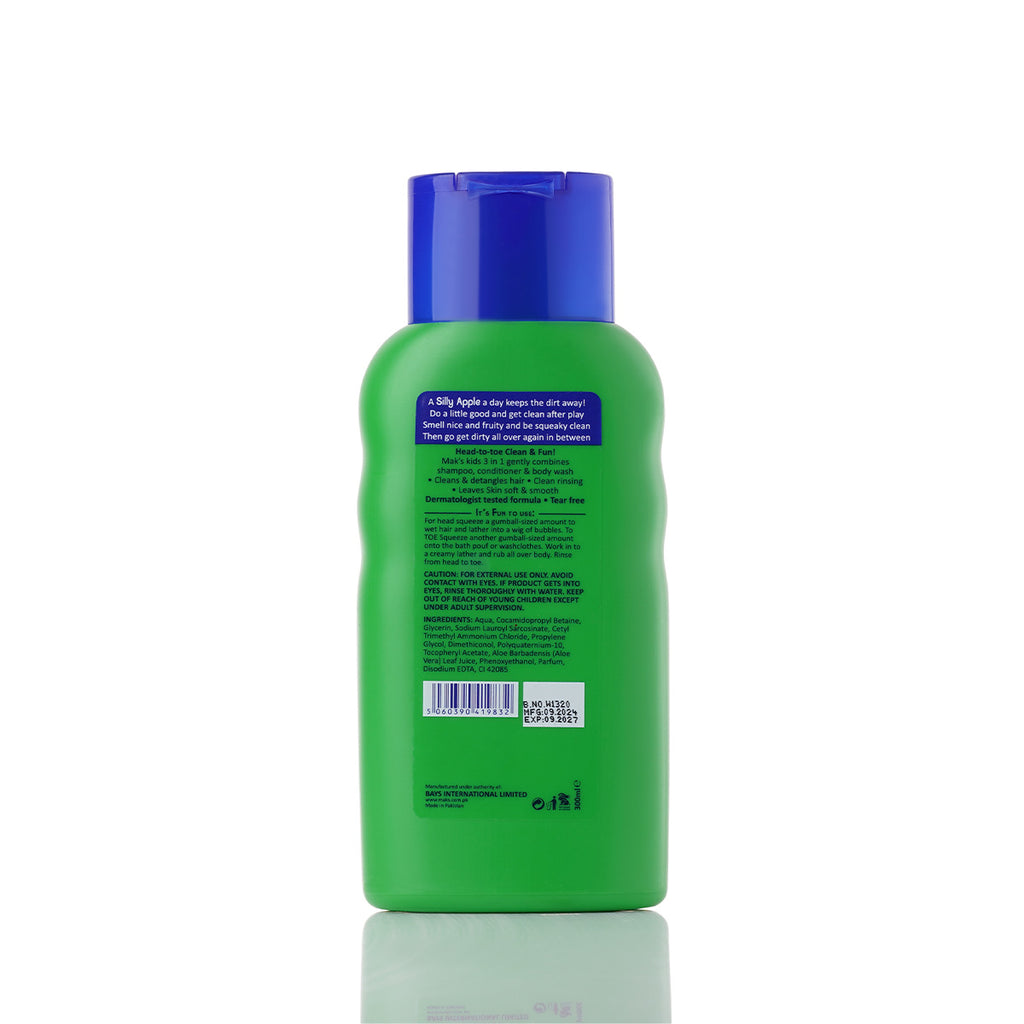 Mak's - Kids 3in1 Silly Apple Shampoo + Conditioner + Body Wash - 300ml
