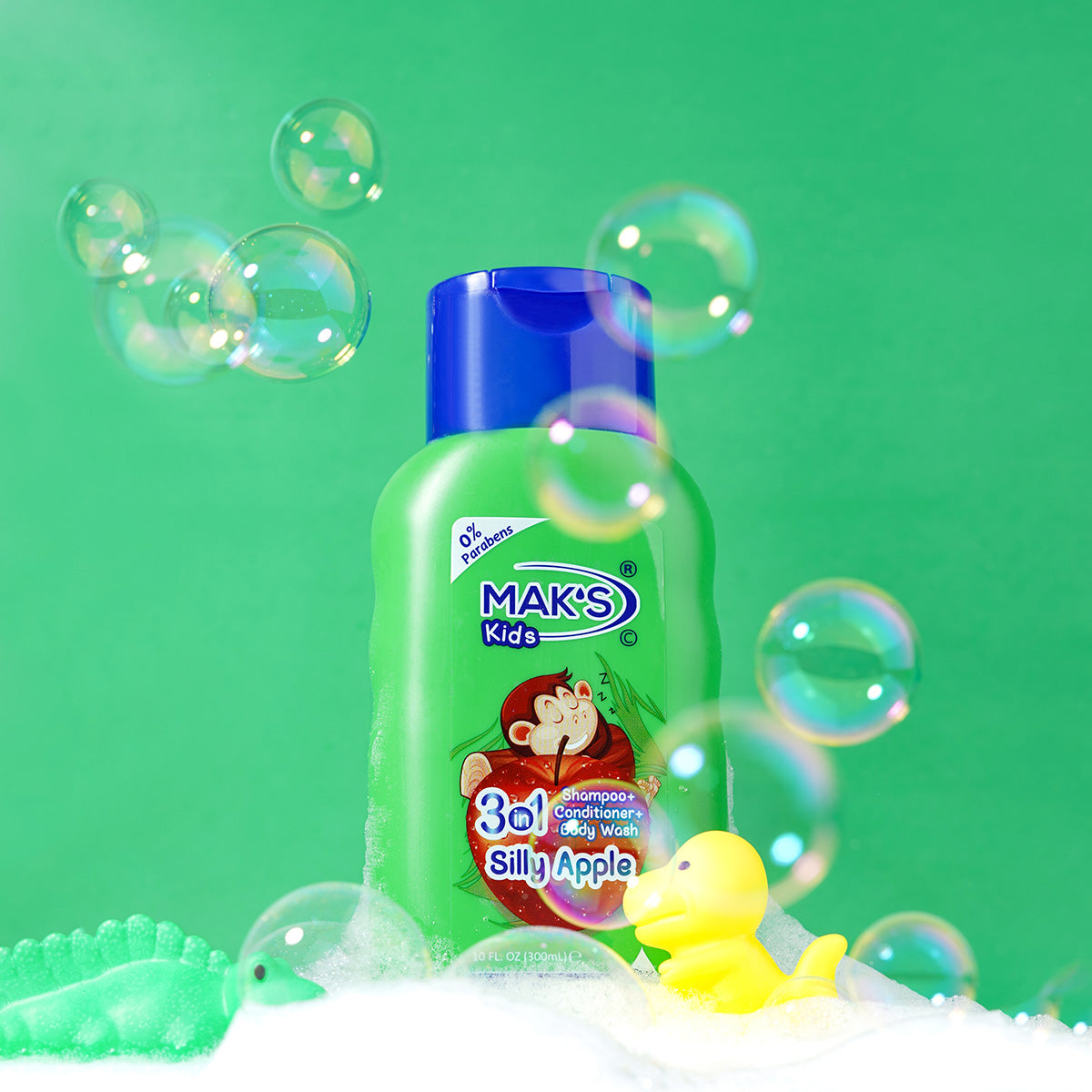 Mak's - Kids 3in1 Silly Apple Shampoo + Conditioner + Body Wash - 300ml