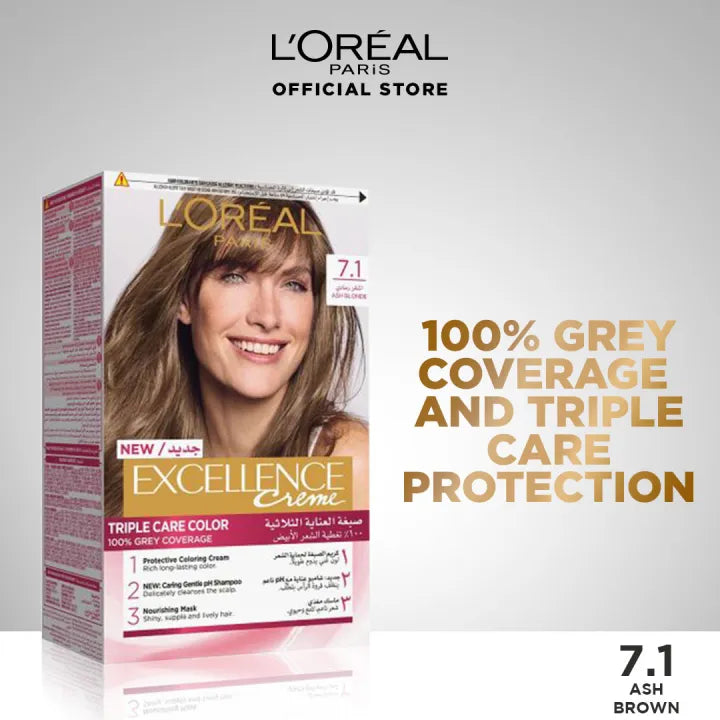 LOreal Paris - Excellence Crème Hair Color - 7.1 Ash Blonde