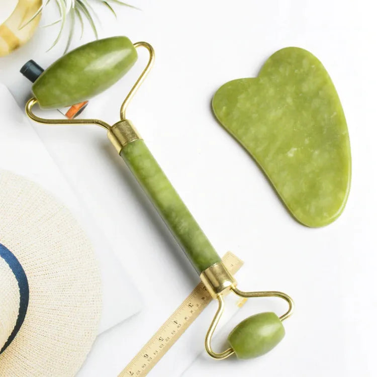 Luxe Basics - Pack Of Jade Face Roller & Gua Sha