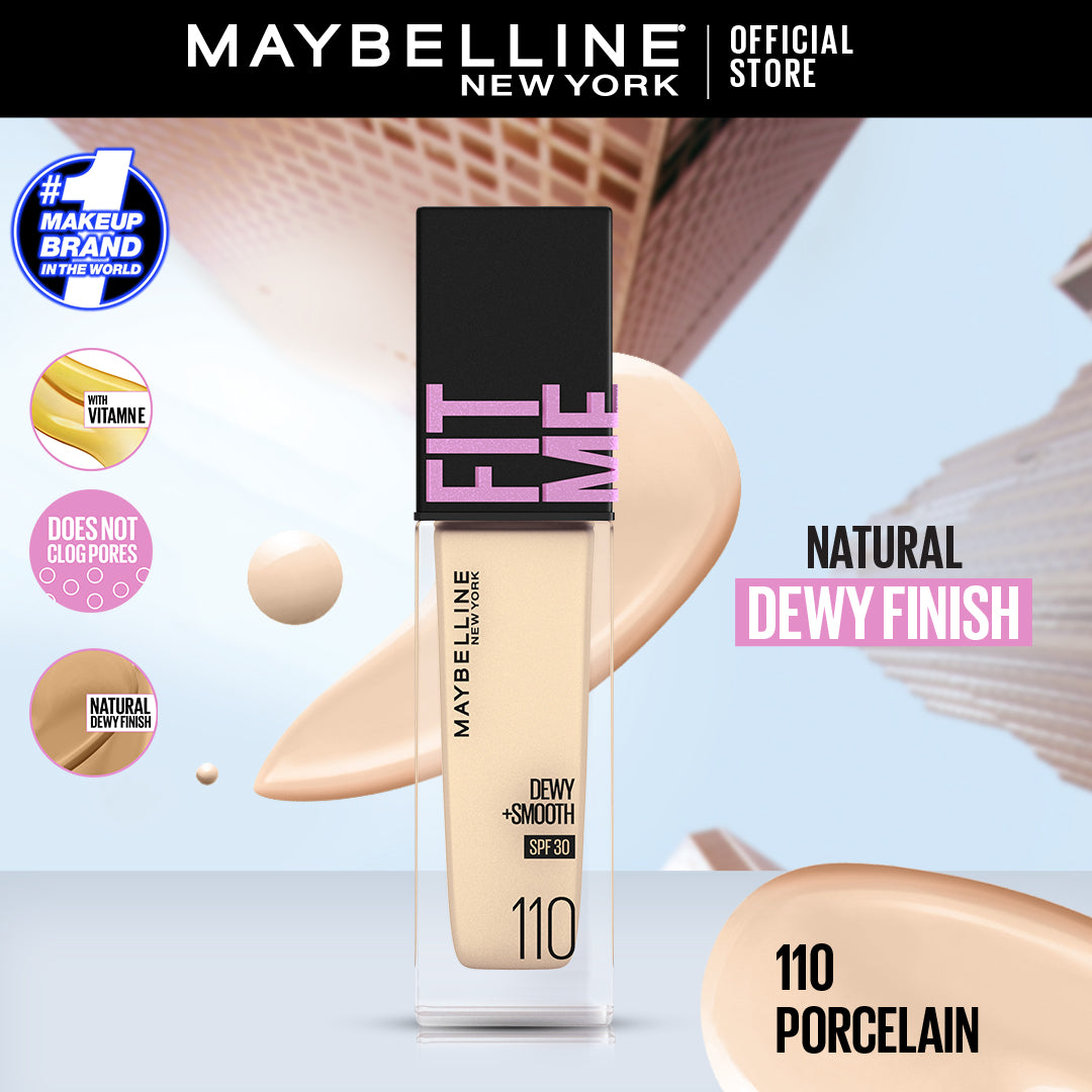 Maybelline - Fit Me Dewy + Smooth Liquid Foundation SPF 30 - 110 Porce –  Makeup City Pakistan