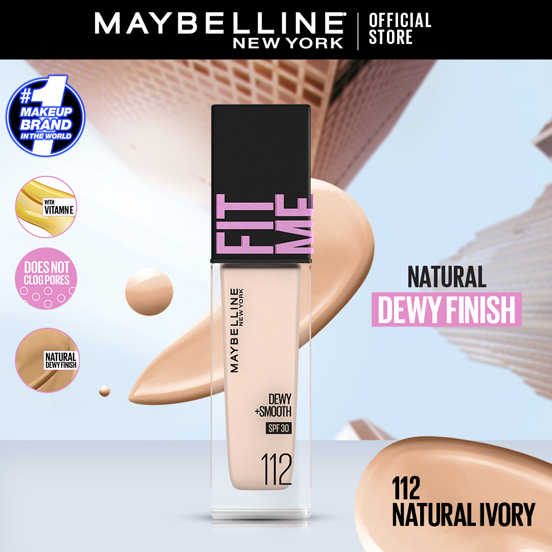 Maybelline - Fit Me Dewy + Smooth Liquid Foundation SPF 30 - 112 Natur –  Makeup City Pakistan