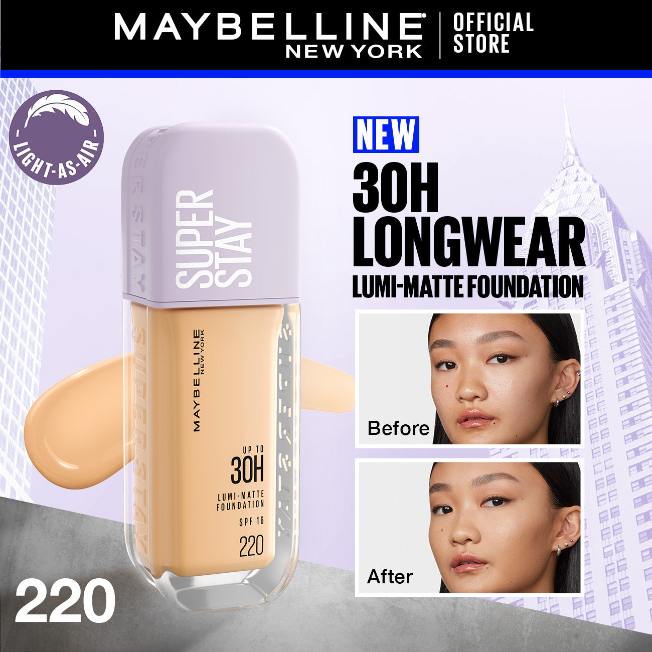 Maybelline - Super Stay Up to 30hr Lumi Matte Foundation - 220