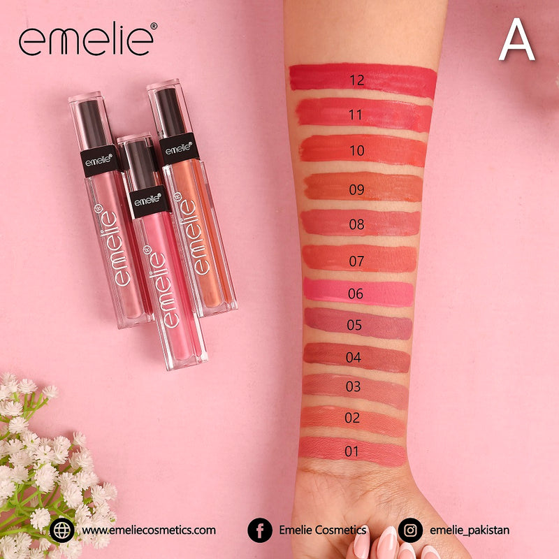 Emelie - Liquid Matte 12 Color Lipgloss Set