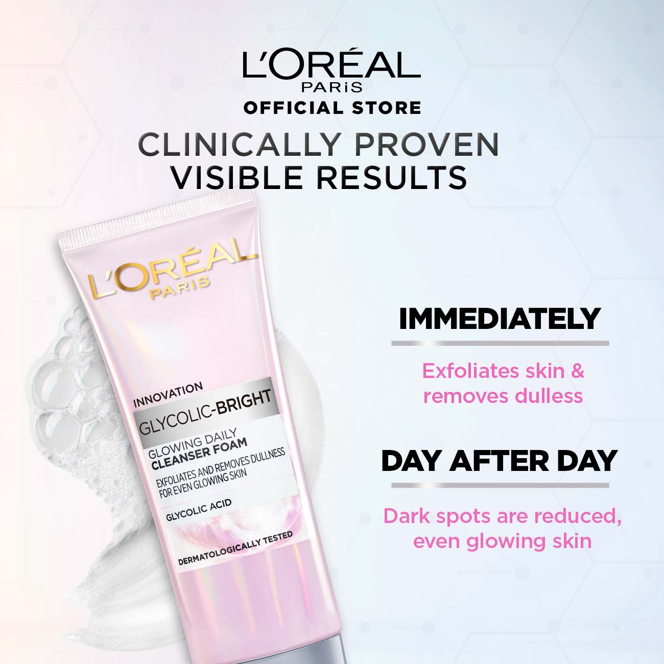 LOreal Paris - Glycolic Bright Glowing Daily Cleanser Foam - 100ml