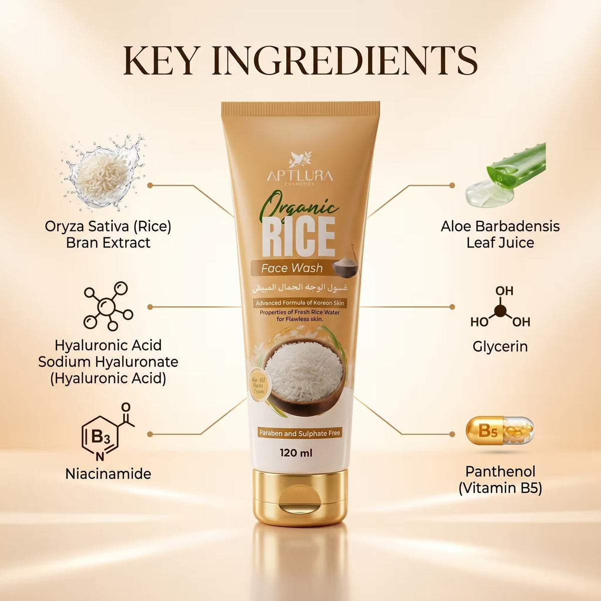 Aptlura Organic Rice Facewash 120ml