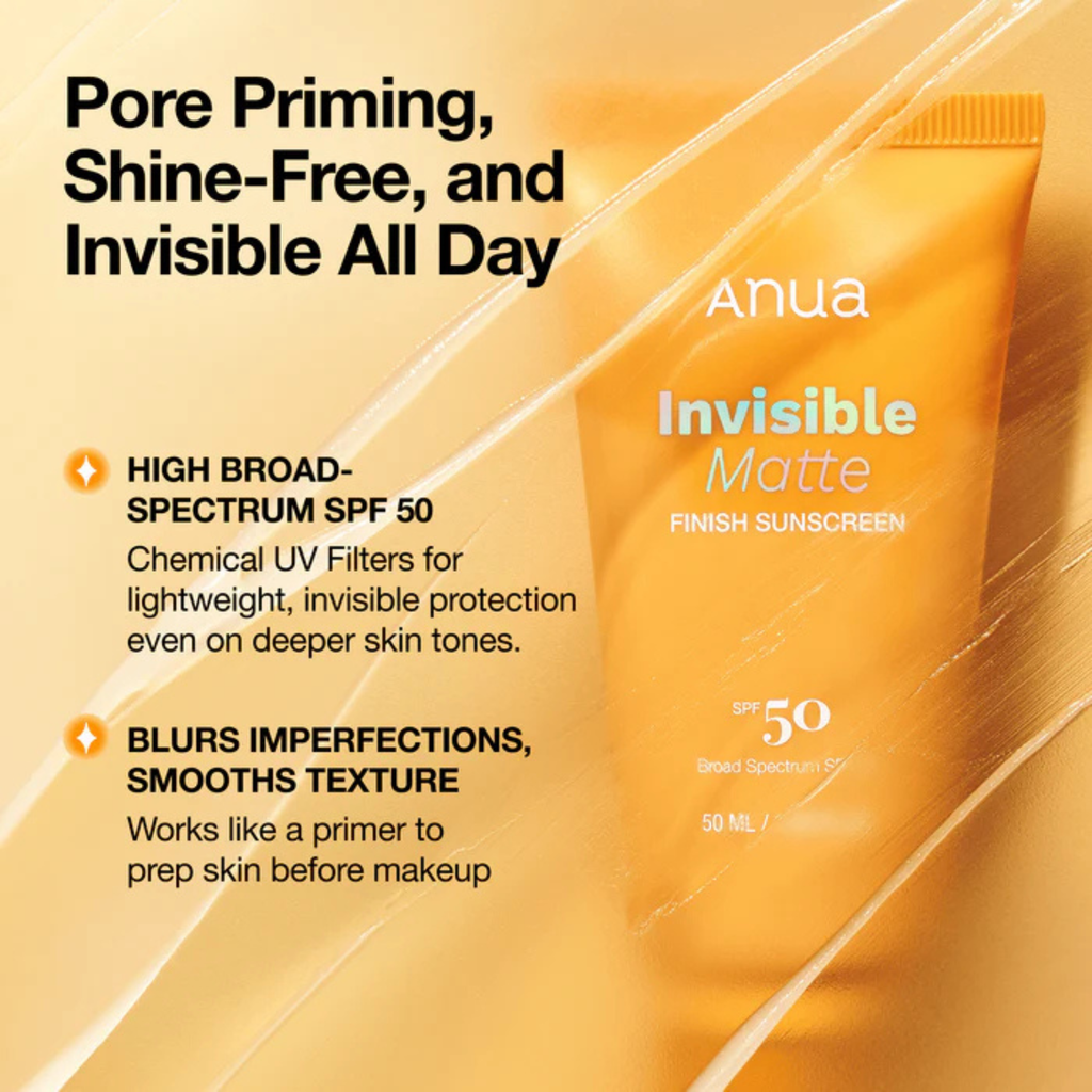 Anua - Invisible Matte Finish Sunscreen SPF50 PA+++ - 50ml