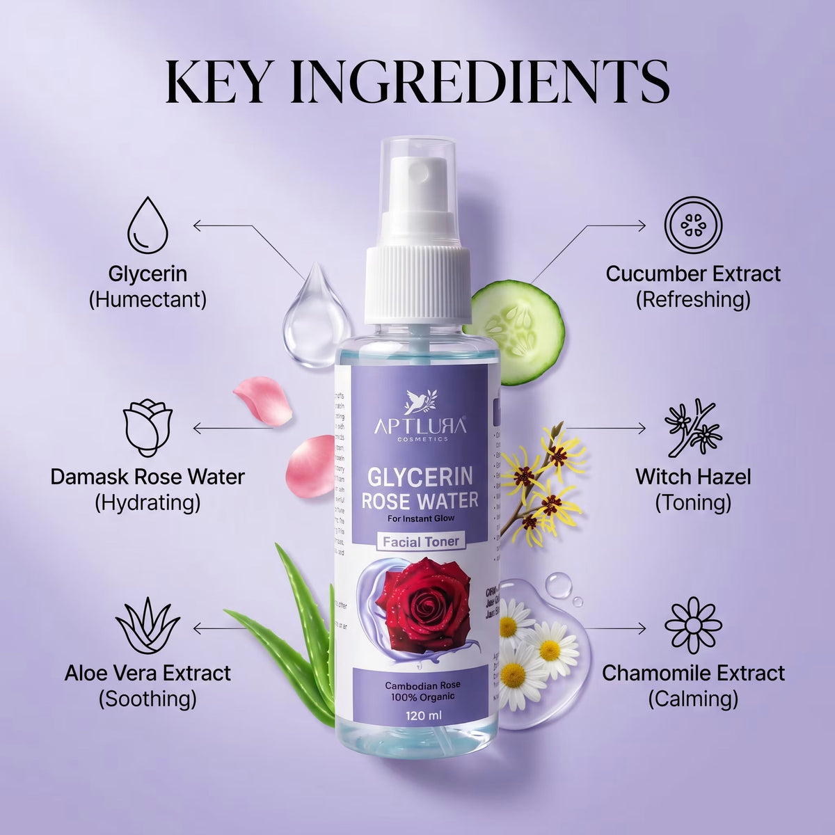 Aptlura Glycerin Rose Water Toner – 120ml
