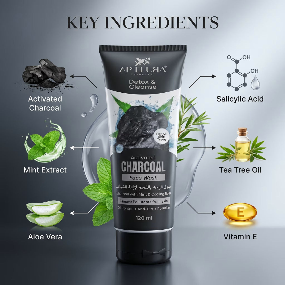Aptlura Charcoal Face Wash – 120ml