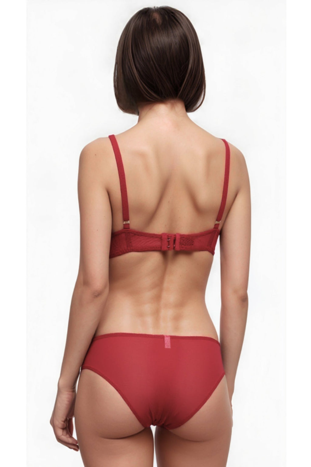 BLS - Aria Padded And Wired Strapless Demi Bra Set - Red