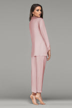 BLS - Baran Lace And Viscose Pajama Set - Salmon