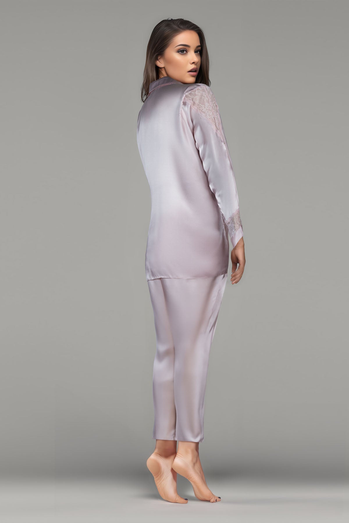 BLS - Beulah Silk Pajama Set - Powder Pink