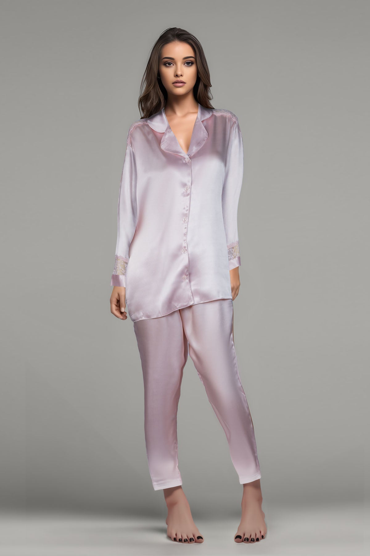 BLS - Beulah Silk Pajama Set - Powder Pink