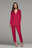 BLS - Bluma Lace And Viscose Pajama Set - Burgundy