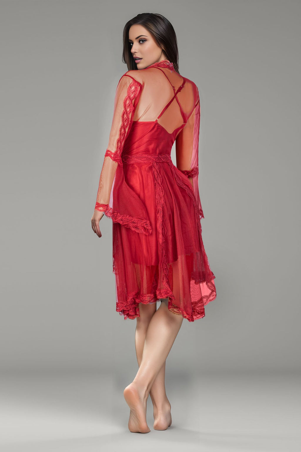 BLS - Bea Silk And Lace Nighty - Burgundy
