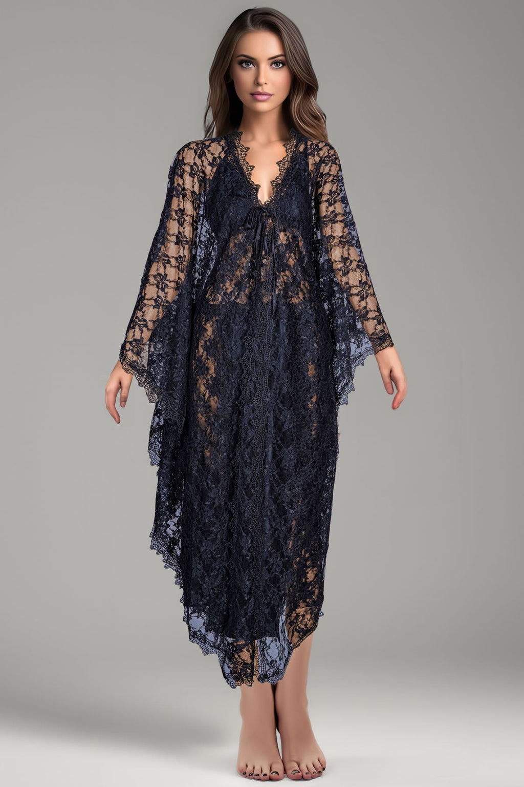 BLS - Bella Silk And Lace Nighty - Black
