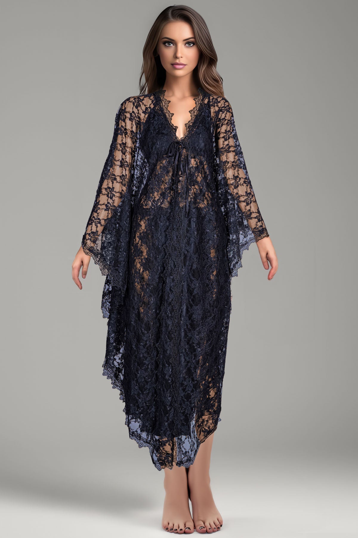 BLS - Bella Silk And Lace Nighty - Black