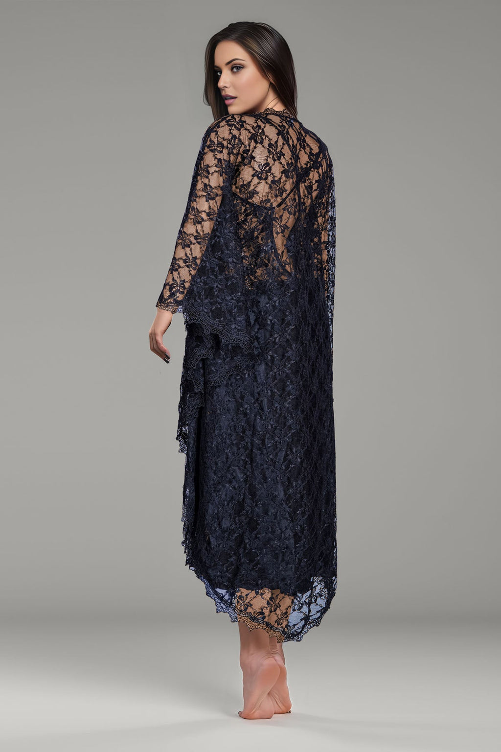 BLS - Bella Silk And Lace Nighty - Black