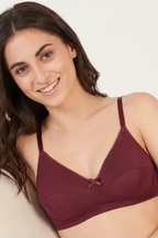 BLS - Cora Non wired And Non Padded Cotton Bra - Burgundy