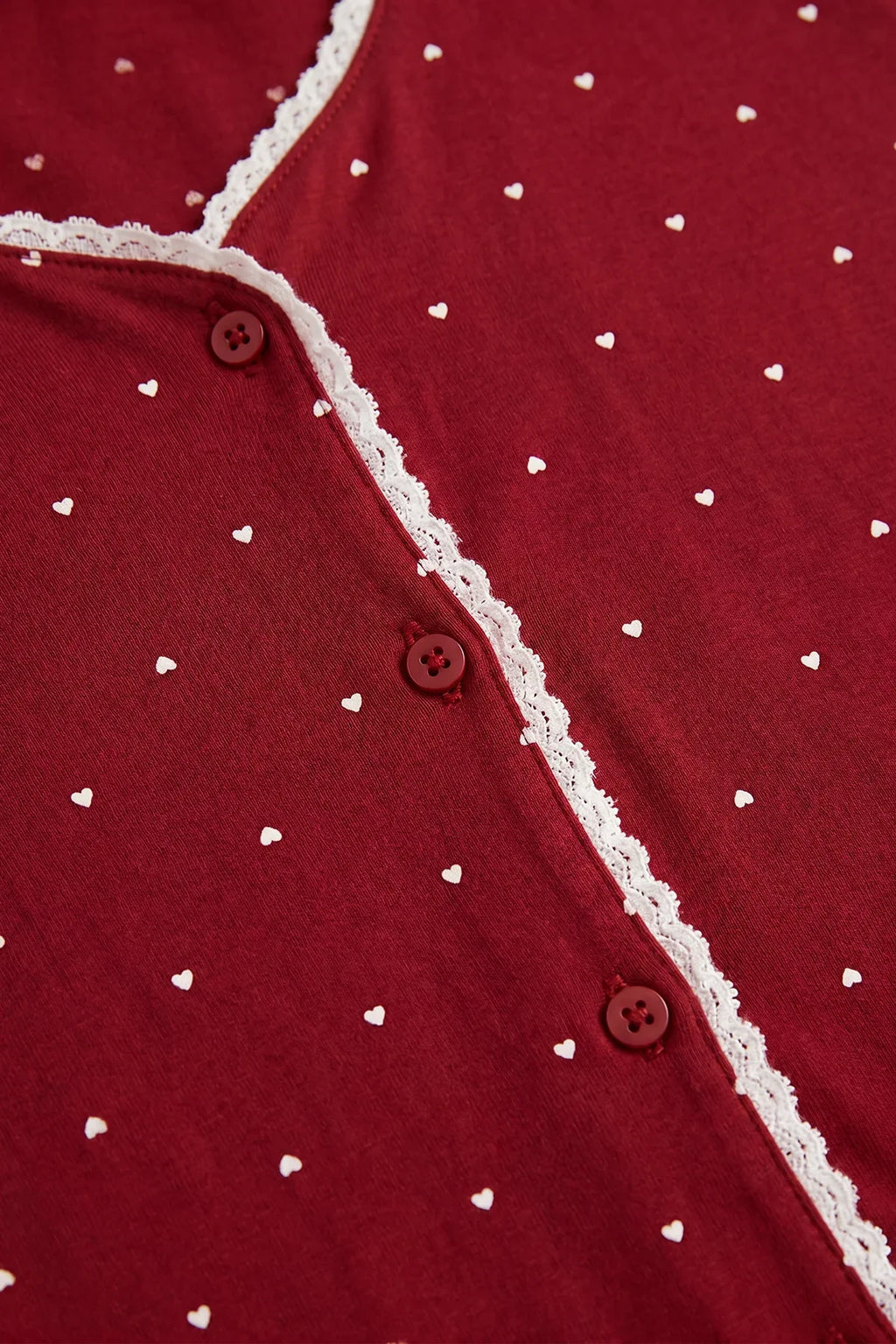 BLS - Heart Print Pajama Set - Jujube Red