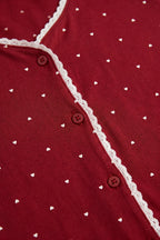 BLS - Heart Print Pajama Set - Jujube Red