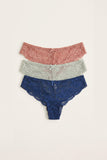 BLS - Lace Panty Pack Of 3 - Navy-Rose Dawn-Country Air