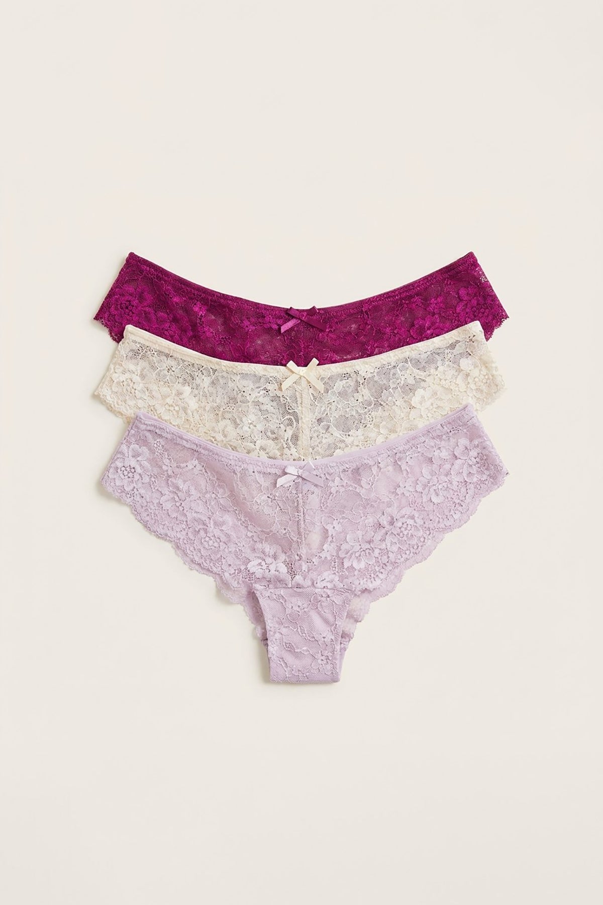 BLS - Lace Panty Pack Of 3 - Plum Caspia-Lavender Fog-Cream Pink