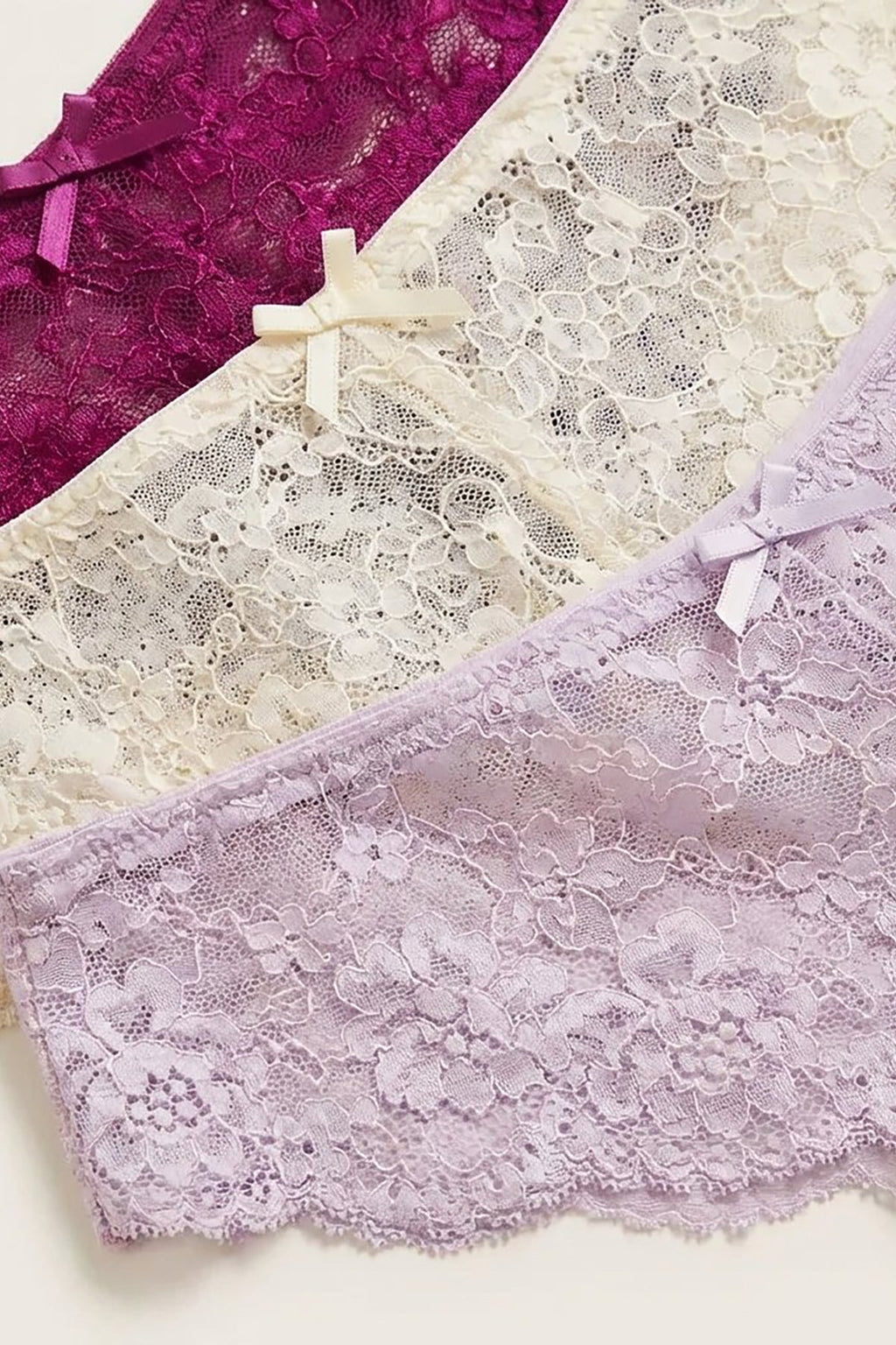 BLS - Lace Panty Pack Of 3 - Plum Caspia-Lavender Fog-Cream Pink
