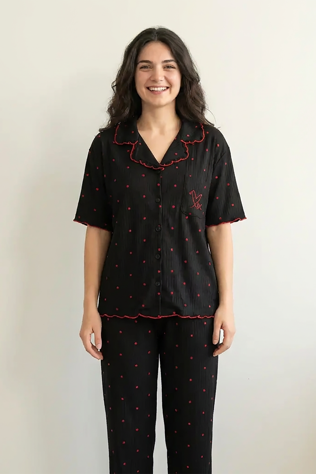 BLS - Pajama set -  Short sleeves with long pants - Black