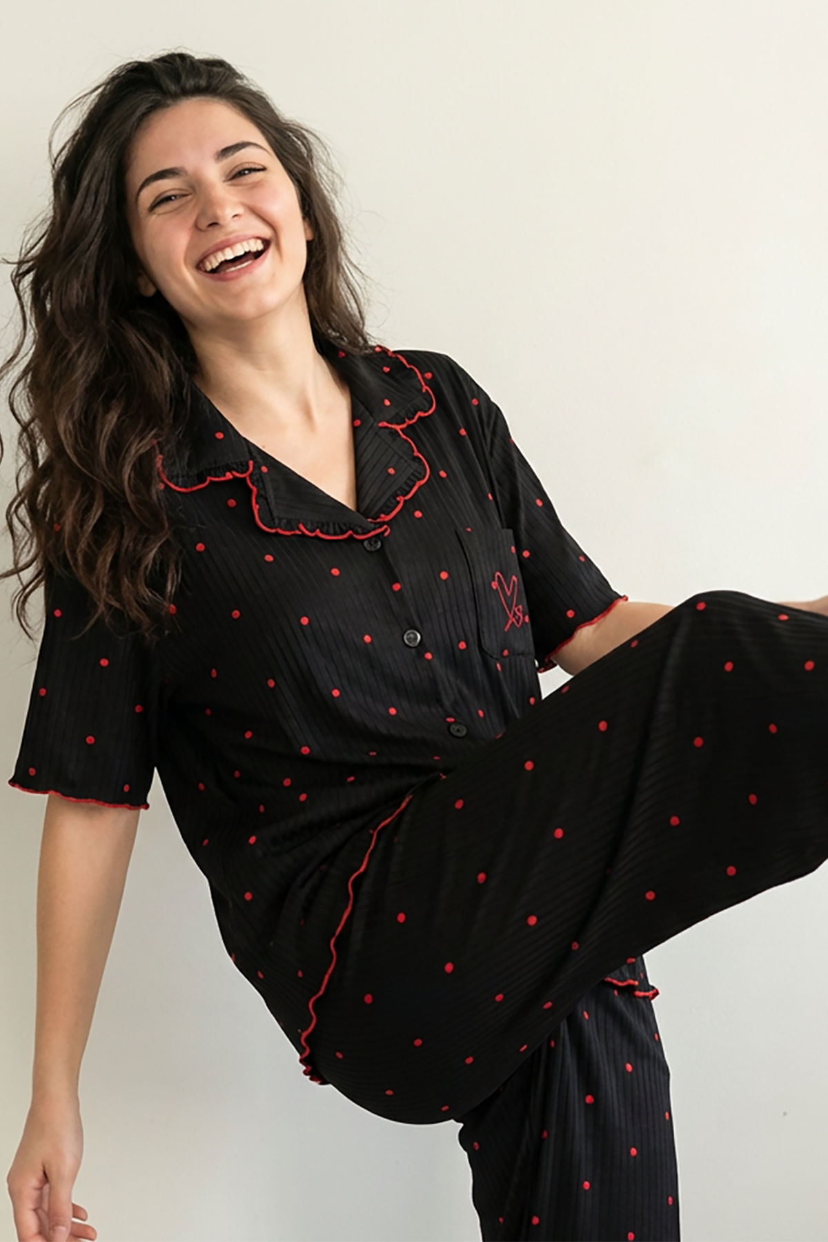 BLS - Pajama set -  Short sleeves with long pants - Black