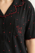 BLS - Pajama set -  Short sleeves with long pants - Black
