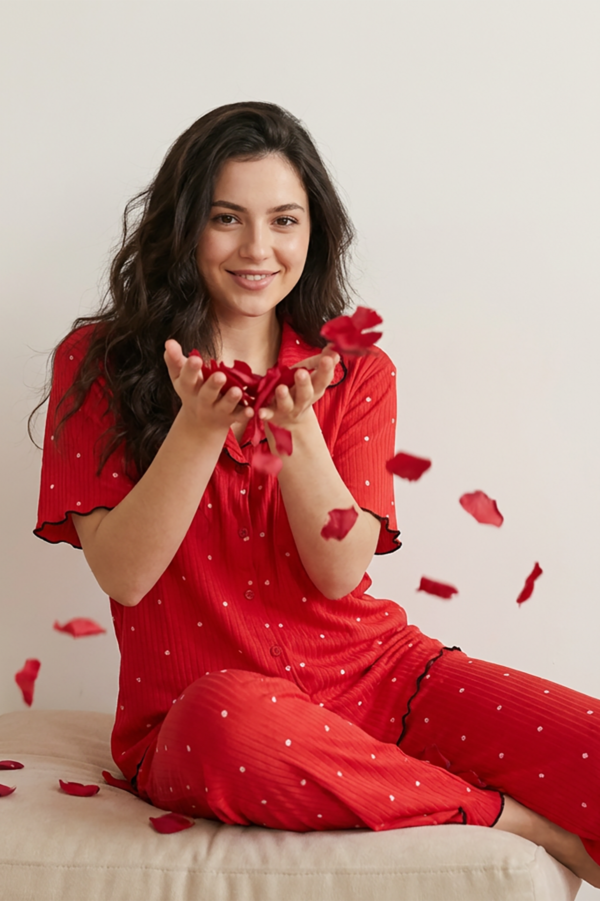 BLS - Pajama set -  Short sleeves with long pants - Red