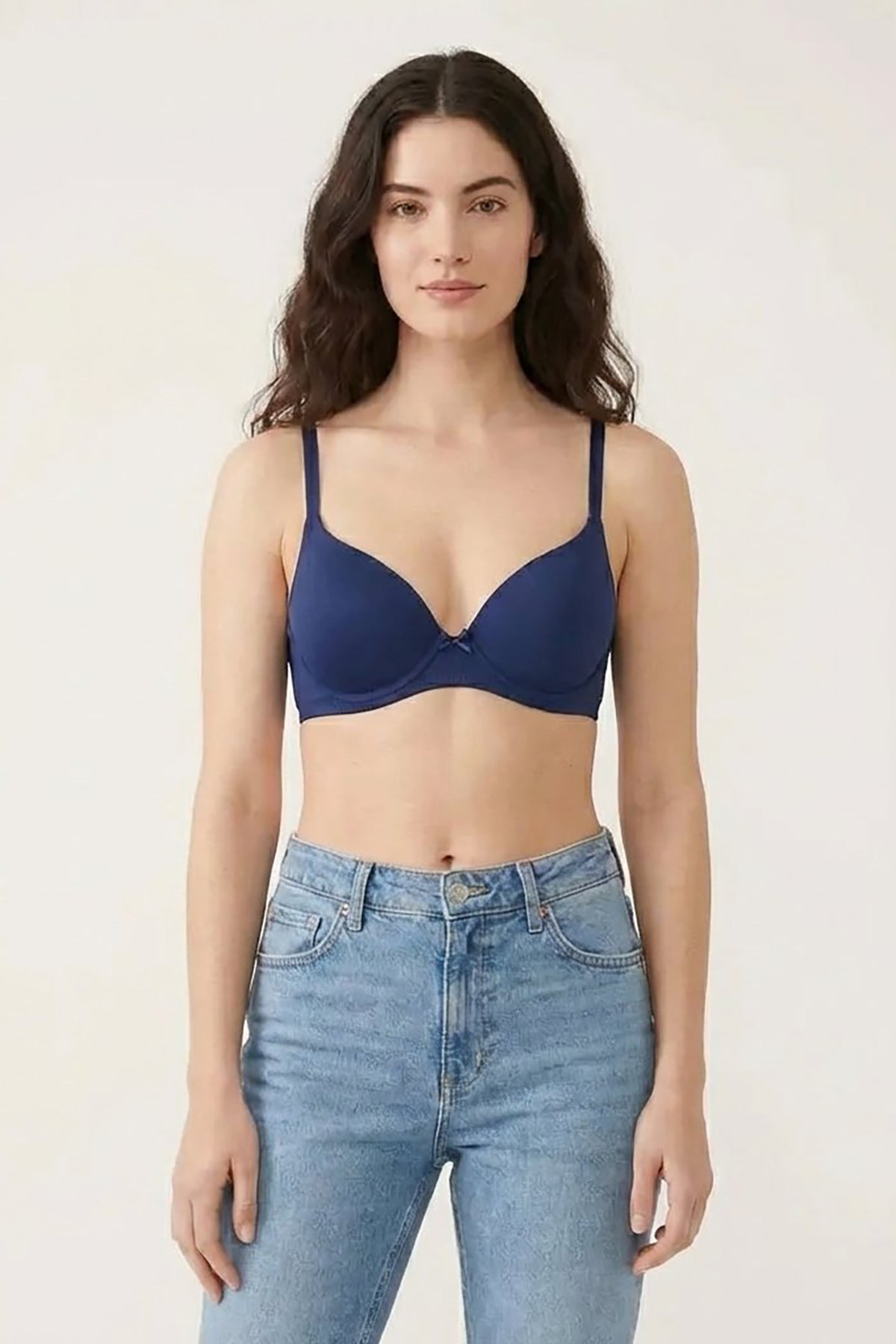 BLS - Pero Wired And Padded Cotton Bra - Navy Blue