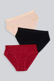 BLS - Pamela Cotton Panty - Skin, Burgundy, & Black - Pack Of 3