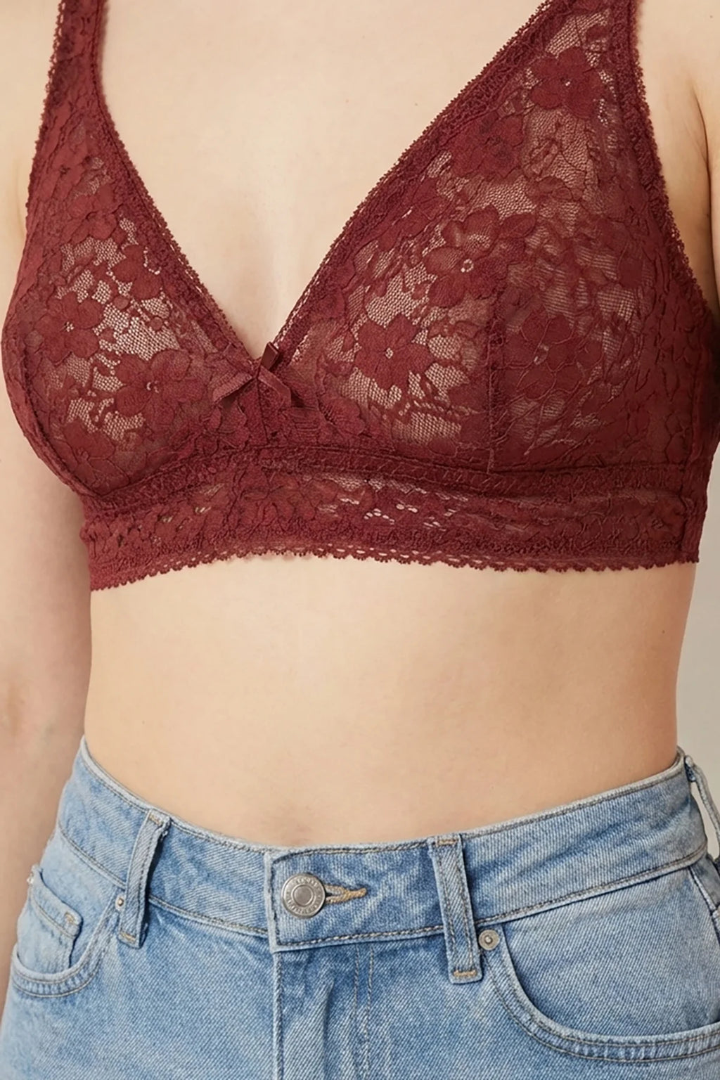 BLS - Pinkie Non Padded Lace Bralette - Burgundy