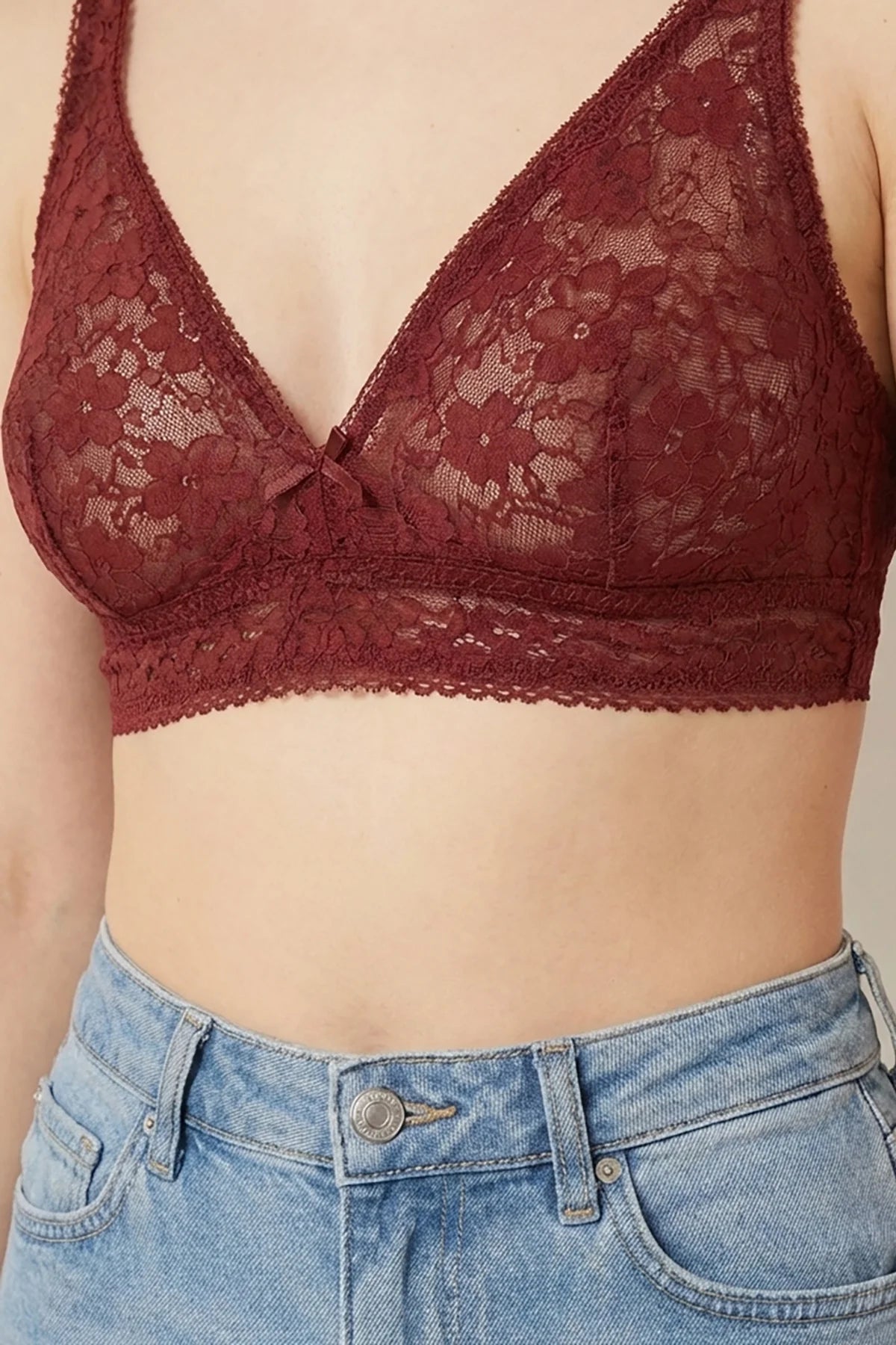 BLS - Pinkie Non Padded Lace Bralette - Burgundy