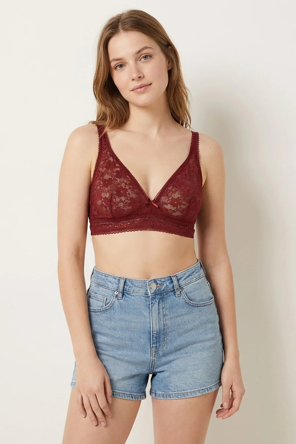 BLS - Pinkie Non Padded Lace Bralette - Burgundy